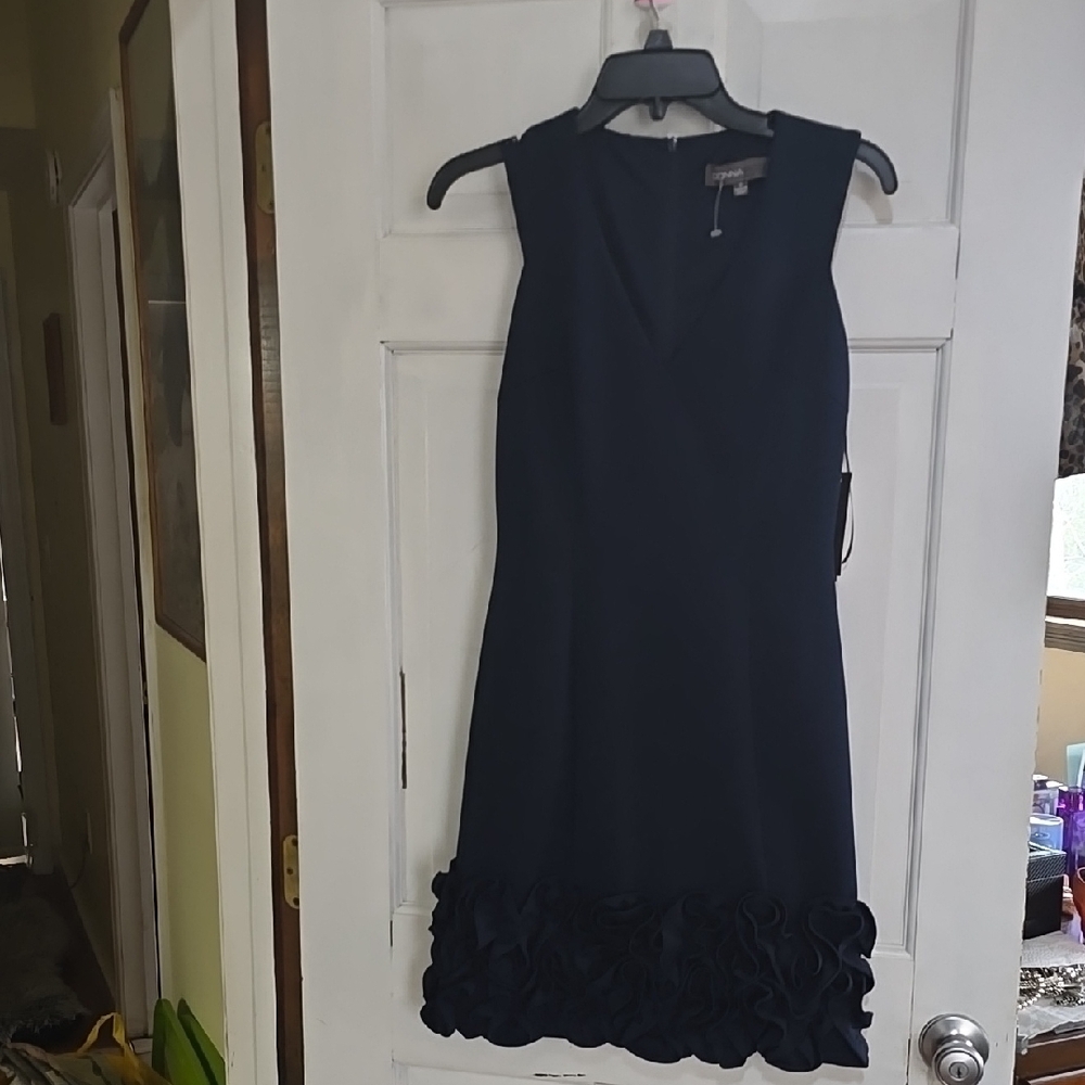 Connected Apparel Blue Sheath Mini Dress V-Neck Sleeveless